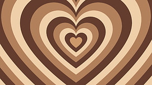 Concentric Brown Heart Pattern with Retro Earthy Tones and Minimalist Geometric Design HD wallpaper
