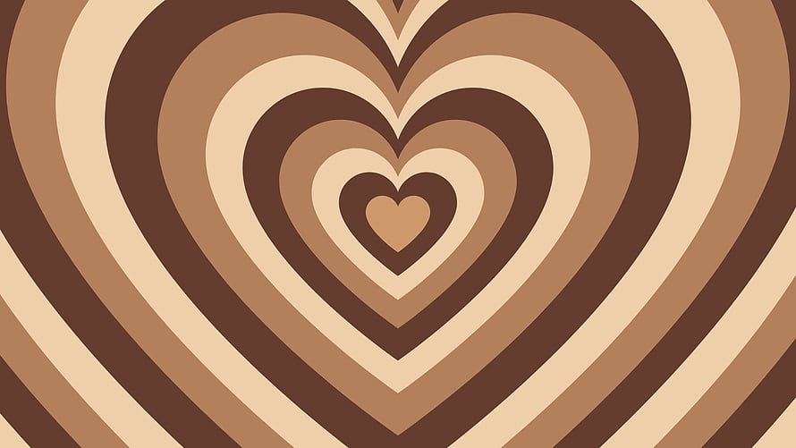 Concentric Brown Heart Pattern with Retro Earthy Tones and Minimalist Geometric Design HD wallpaper