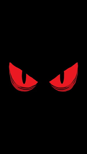 Menacing Red Eyes Staring From Darkness Minimalist Horror Illustration HD phone wallpaper