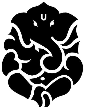 Minimalist Black Ganesha Silhouette Logo with Om Symbol on White Background HD phone wallpaper
