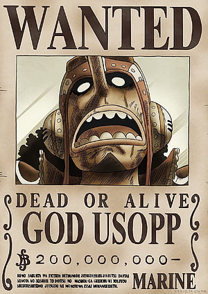 One Piece God Usopp Wanted Poster Dead or Alive Marine Bounty HD phone wallpaper