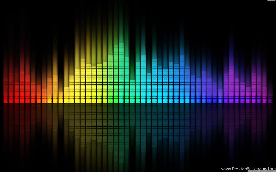 Vibrant Rainbow Spectrum Audio Equalizer Bars on Black Background HD wallpaper