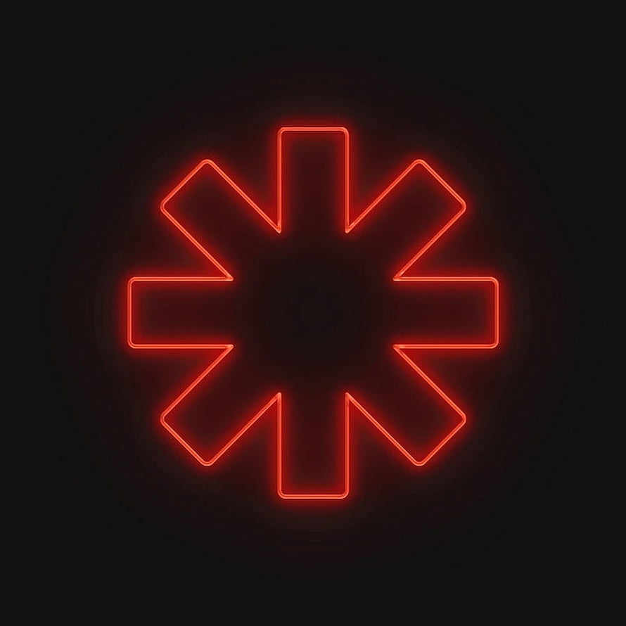 Red Hot Chili Peppers Neon Starburst Logo on Black Background HD phone wallpaper