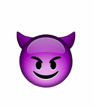 Purple Devil Emoji Face With Horns And Smirk On White Background HD phone wallpaper