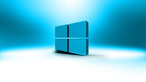 Windows 10 3D Logo on Minimalist Blue Gradient Background HD wallpaper