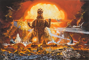 Godzilla 1954 Classic Kaiju Destruction Artwork by Noriyoshi Ohrai HD wallpaper