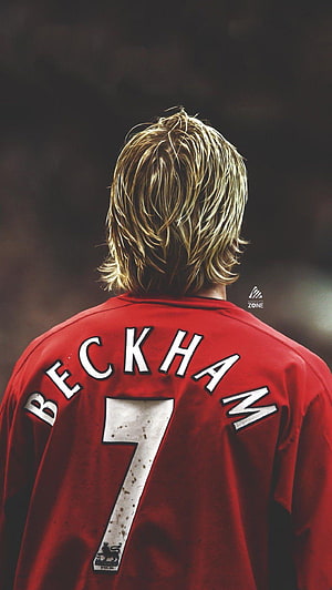 David Beckham in Manchester United Red Jersey Number 7 Back View HD phone wallpaper