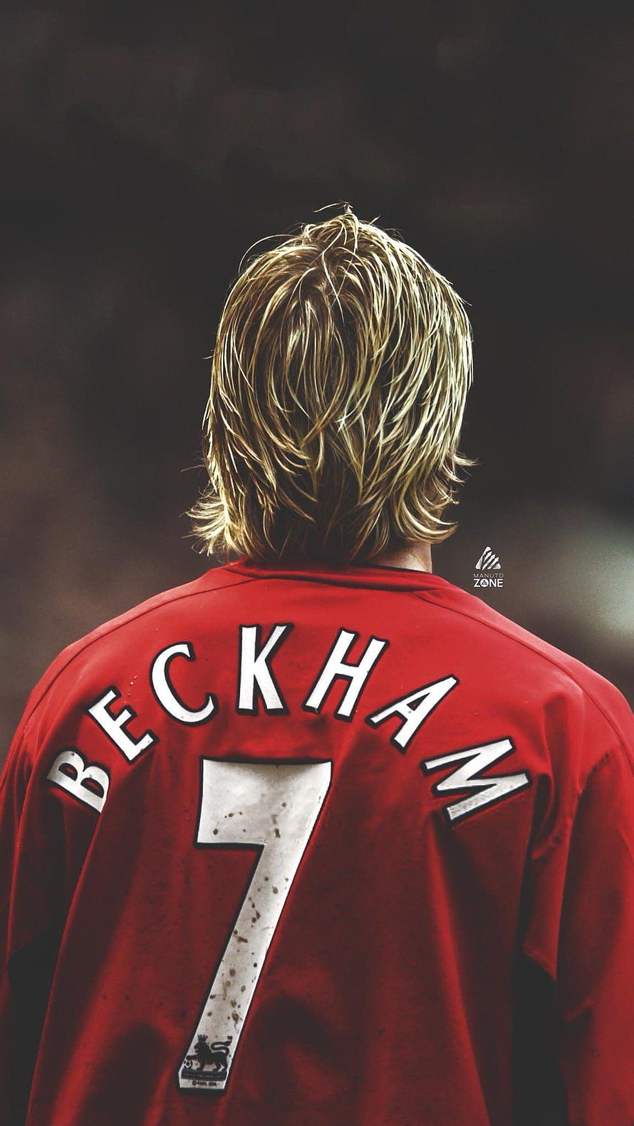 David Beckham in Manchester United Red Jersey Number 7 Back View HD phone wallpaper