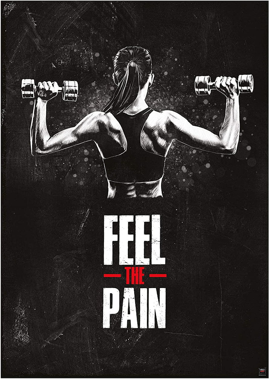 Motivational Gym Poster Featuring Muscular Woman Lifting Dumbbells From Behind HD phone wallpaper