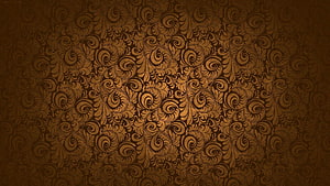 Ornate Baroque Floral Pattern in Rich Gold and Brown Tones HD wallpaper