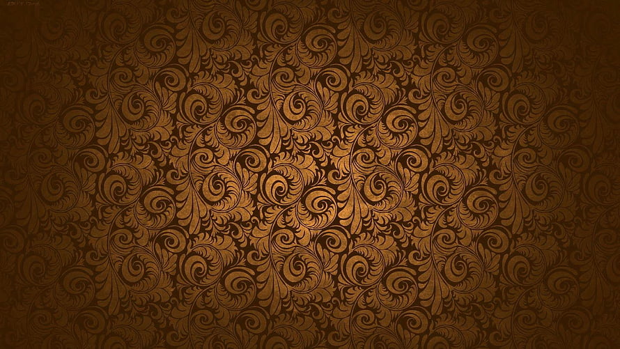 Ornate Baroque Floral Pattern in Rich Gold and Brown Tones HD wallpaper