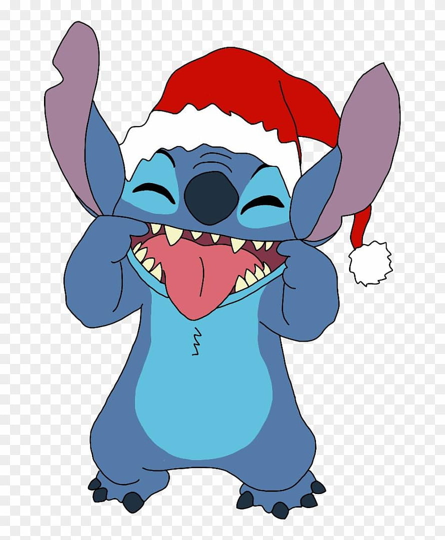 Stitch from Lilo and Stitch Wearing a Santa Hat with a Wide Playful Grin HD phone wallpaper