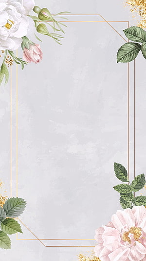 Elegant Watercolor Floral Wedding Invitation Frame with Gold Accents and Soft Pink Roses HD phone wallpaper