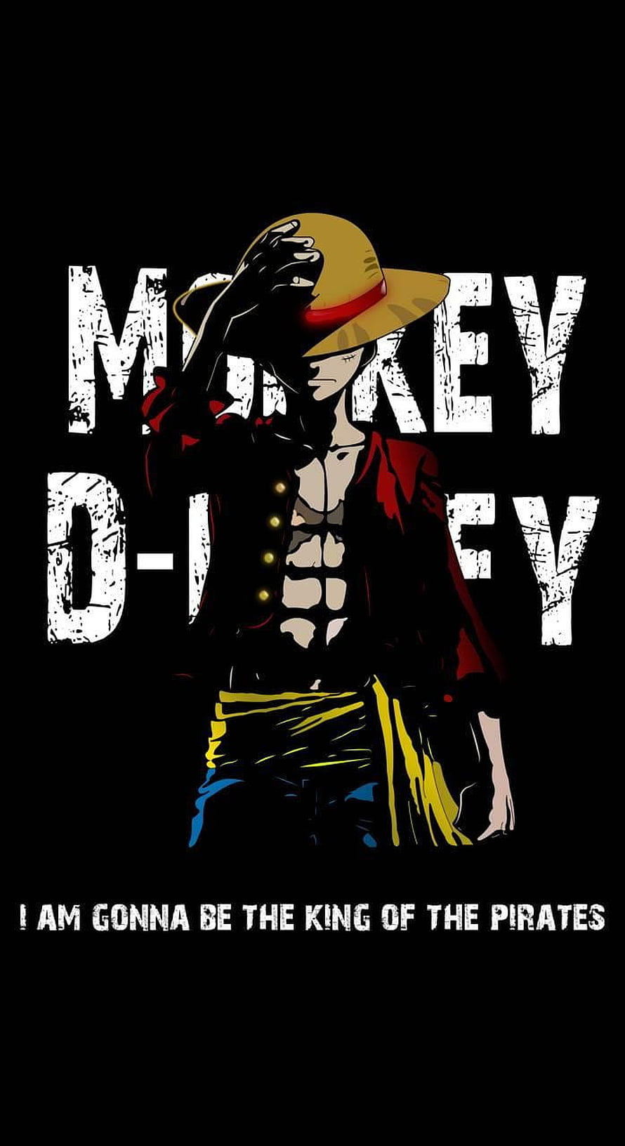 Monkey D. Luffy from One Piece in a dramatic dark pose with straw hat and red coat HD phone wallpaper