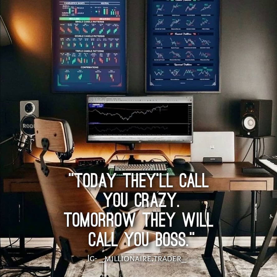 Modern Trading Desk Setup with Multiple Monitors and Candlestick Charts HD phone wallpaper