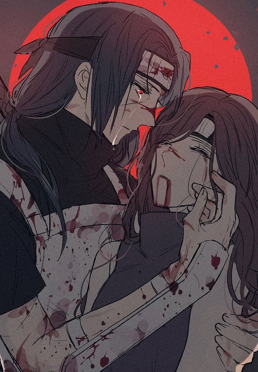 Itachi and Izumi Uchiha in a Dark and Emotional Anime Illustration HD phone wallpaper