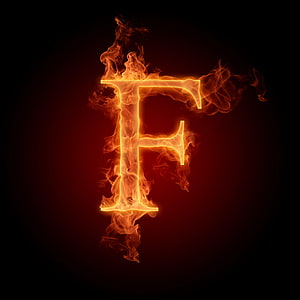 Flaming Letter F with Fiery Smoke Effect on Dark Background HD phone wallpaper