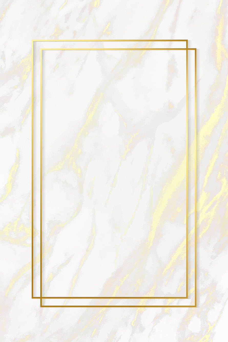 Elegant White Marble Background with Double Gold Rectangle Frame HD phone wallpaper
