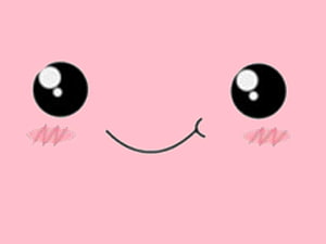 Cute Kawaii Smiling Face with Blush on Soft Pink Background HD wallpaper