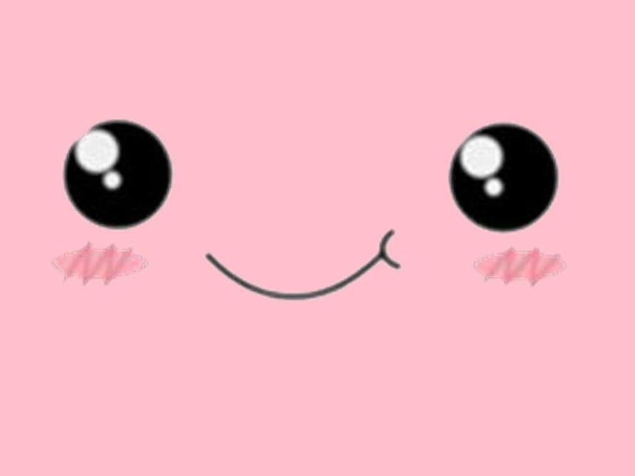 Cute Kawaii Smiling Face with Blush on Soft Pink Background HD wallpaper