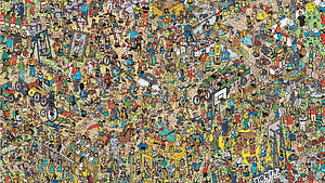Where's Wally Crowd Illustration Featuring Hundreds of Characters in a Chaotic Sports Scene HD wallpaper