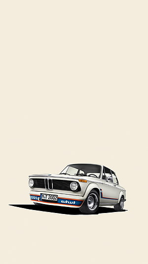 Classic BMW 2002 Tii Sedan Digital Illustration on Minimalist Beige Background HD phone wallpaper