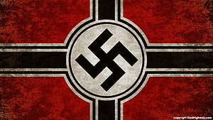 Grunge Swastika Symbol on Red and Black Cross Background HD wallpaper