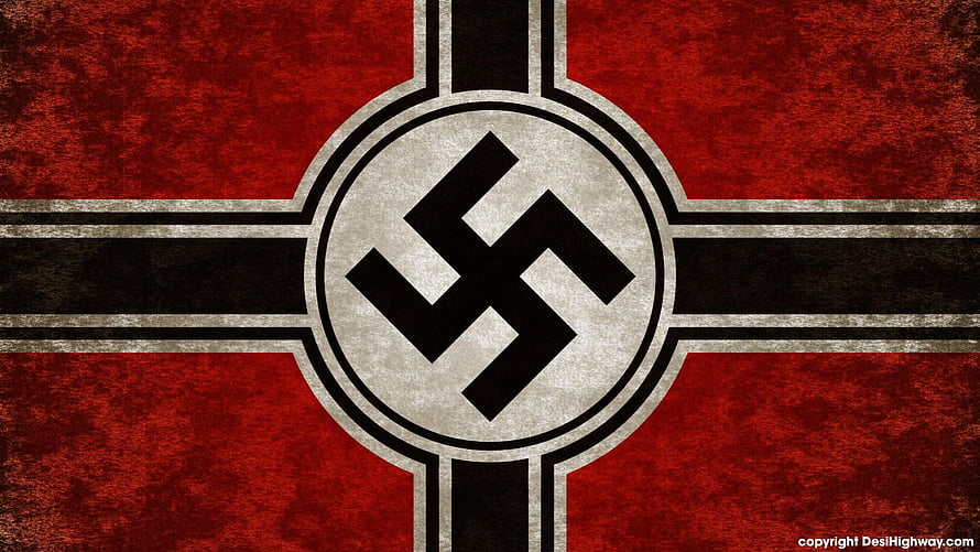 Grunge Swastika Symbol on Red and Black Cross Background HD wallpaper