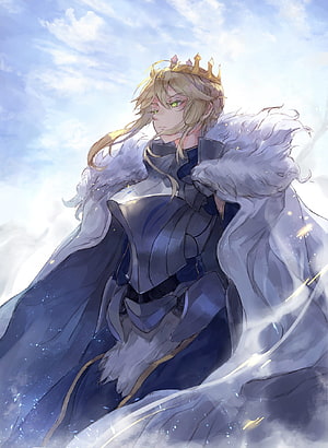 Artoria Pendragon Lancer in Royal Armor and Crown HD phone wallpaper