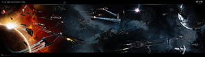EVE Online Massive Space Battle with Starships and Planets HD wallpaper