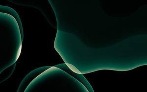 Midnight Green Abstract Organic Shapes on Black Background HD wallpaper