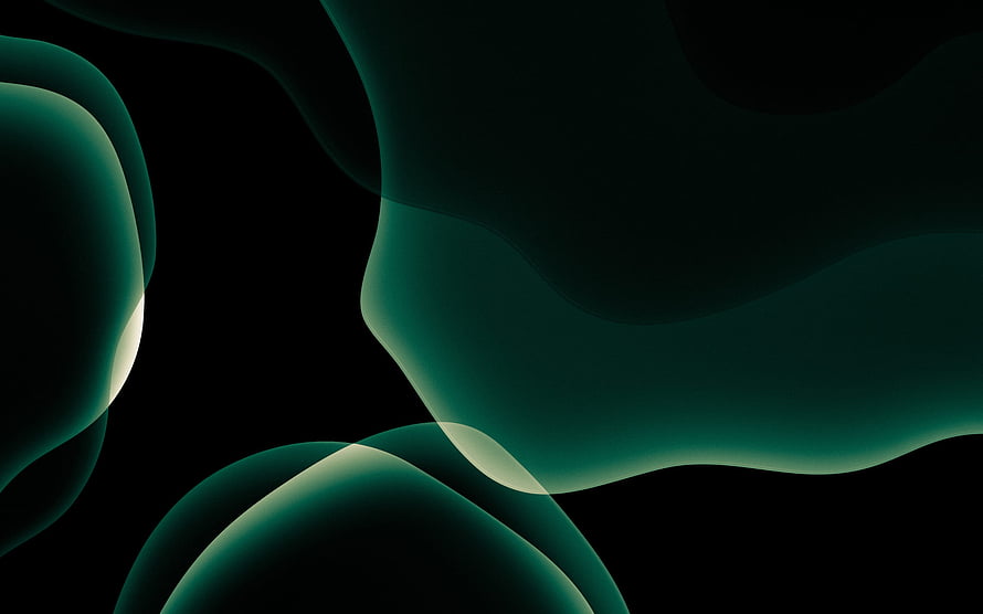 Midnight Green Abstract Organic Shapes on Black Background HD wallpaper