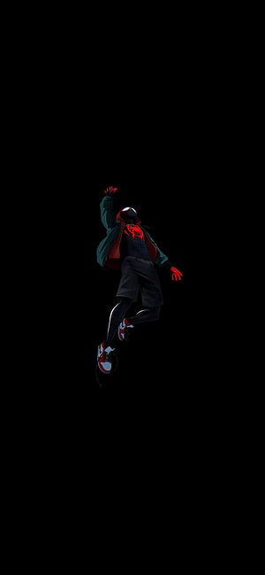 Miles Morales Spider-Man in dynamic pose against a dark background, spider man into the spider verse , #Spider HD phone wallpaper