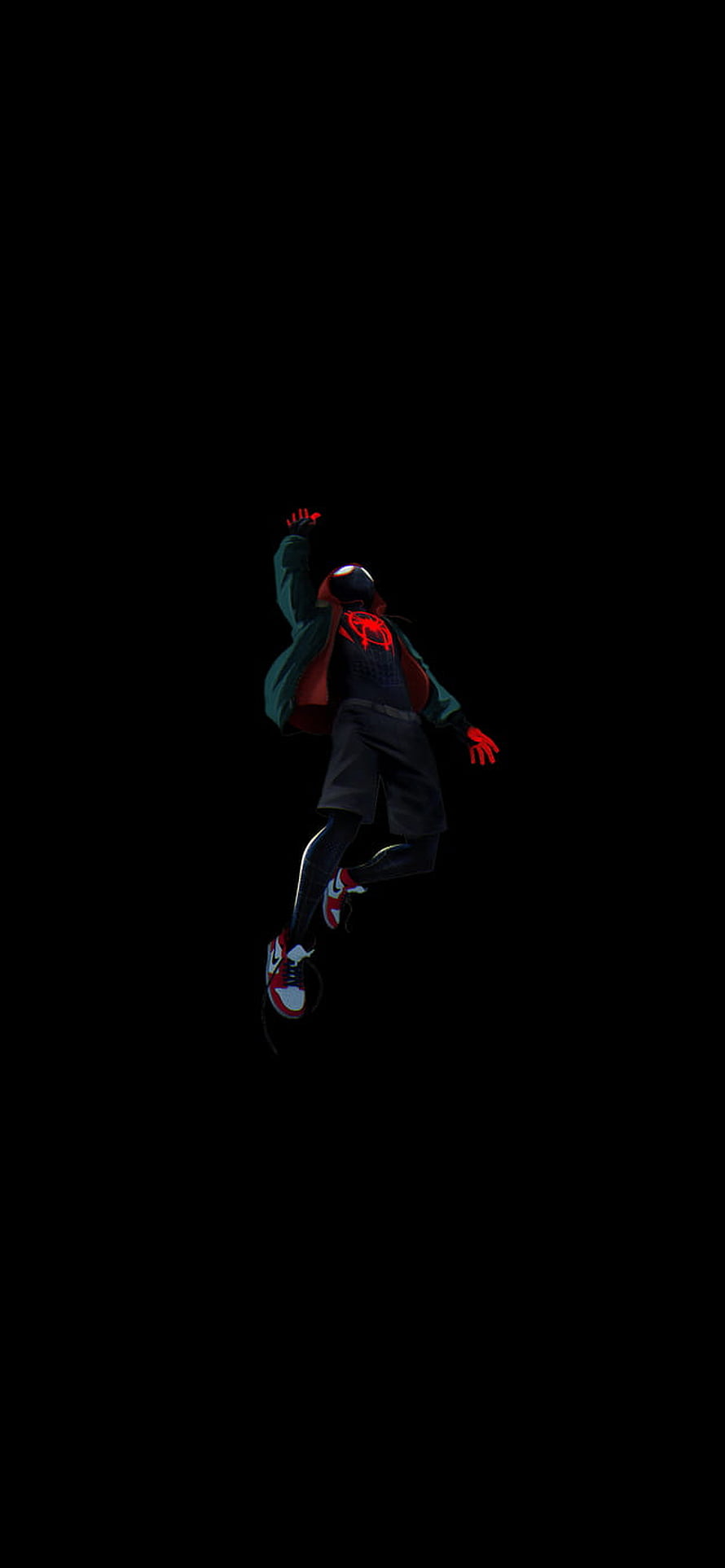 Miles Morales Spider-Man in dynamic pose against a dark background HD phone wallpaper