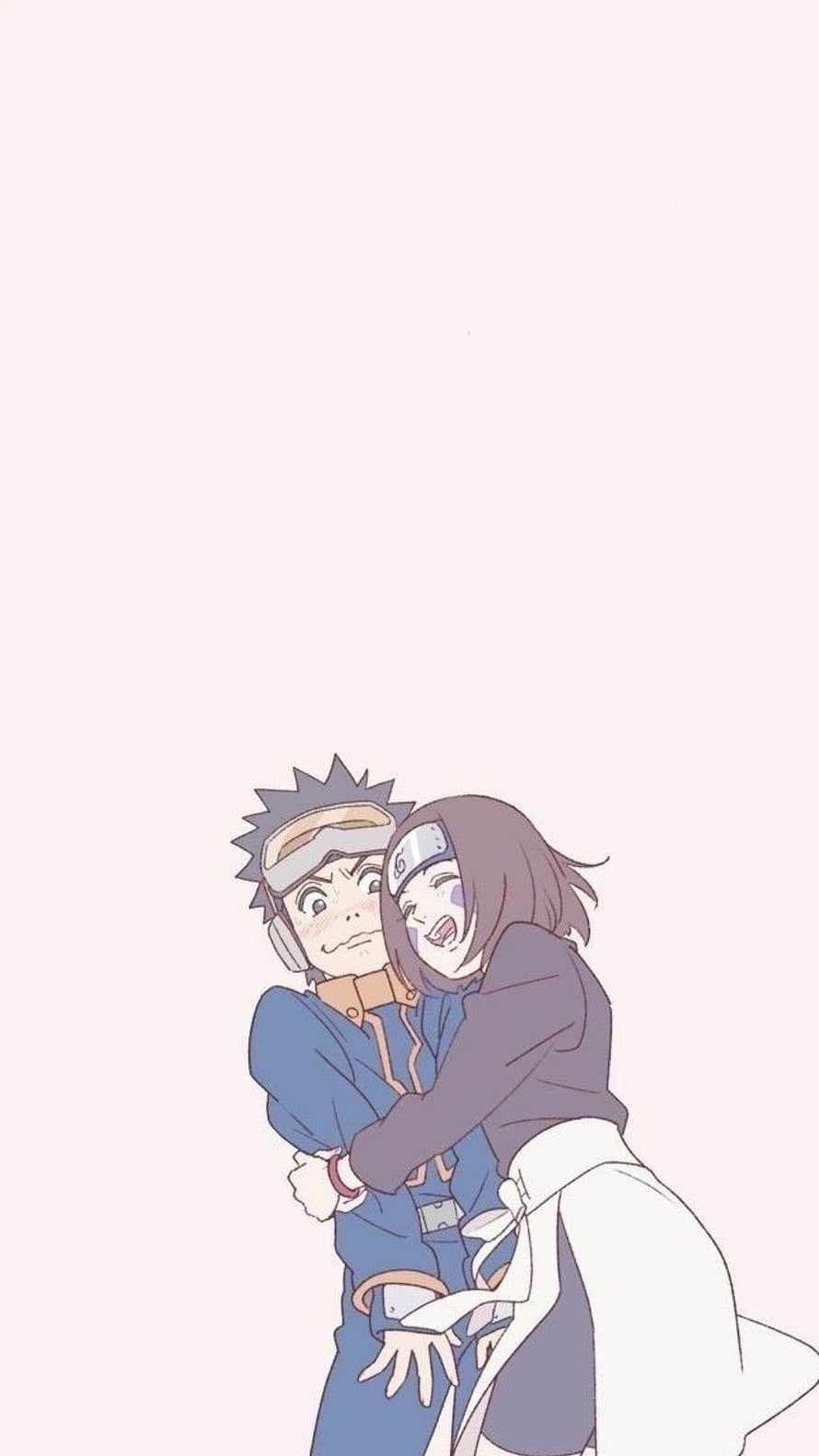 Obito and Rin Sharingan Anime Couple Embrace Illustration HD phone wallpaper