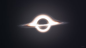 Cinematic Black Hole with Glowing Accretion Disk in Deep Space HD wallpaper