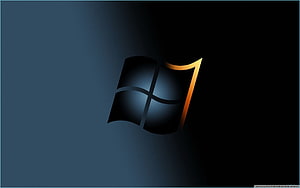 Windows 11 Dark Mode Logo with Golden Accent on Deep Blue Gradient Background HD wallpaper