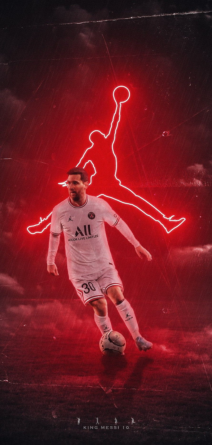 Lionel Messi in Paris Saint-Germain Kit with Jordan Brand Neon Red Graphic HD phone wallpaper
