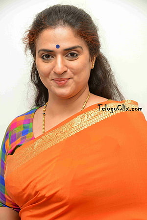 Pavitra Lokesh in Orange Saree with Gold Border and Traditional Jewelry HD phone wallpaper