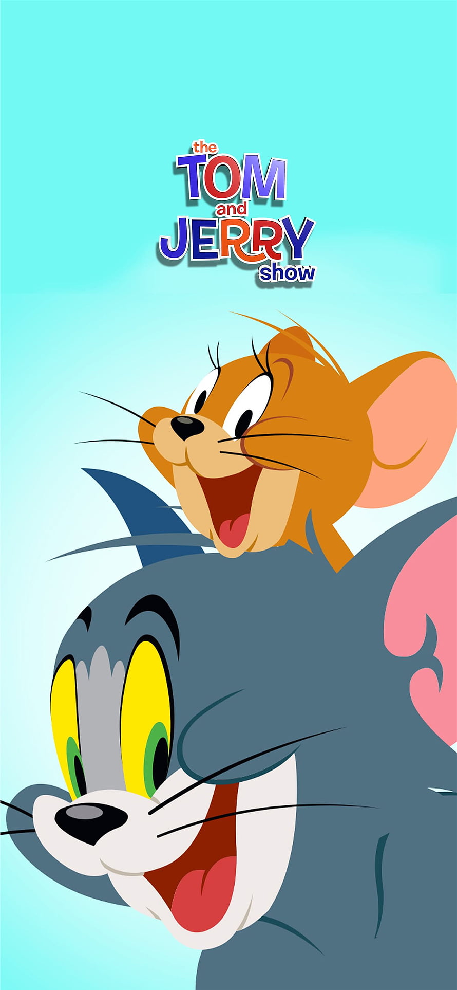 Tom and Jerry Show Cartoon Characters on a Bright Cyan Background HD phone wallpaper