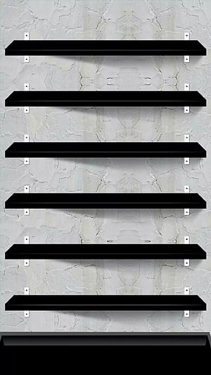 Minimalist Black Floating Shelves Against Textured White Plaster Wall HD phone wallpaper