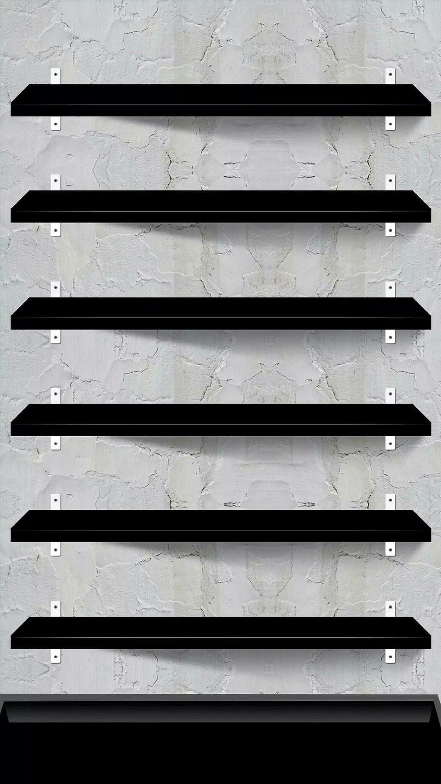 Minimalist Black Floating Shelves Against Textured White Plaster Wall HD phone wallpaper