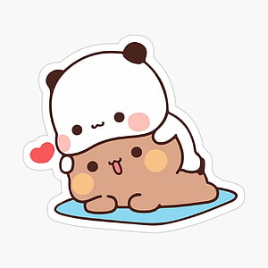 Cute Bubu Dudu Panda Bear Hug Sticker Illustration HD phone wallpaper