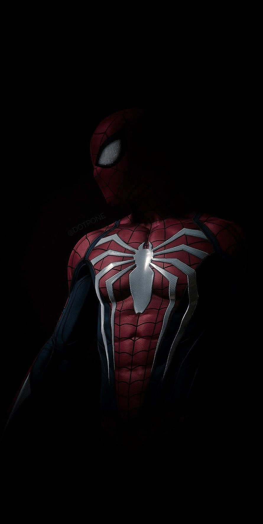 Spider-Man in Dark Suit with Silver Spider Emblem on Black Background HD phone wallpaper