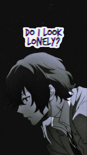 Dazai Osamu Anime Character in Moody Black and White Portrait with Glitch Text Overlay HD phone wallpaper