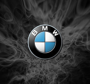 BMW Emblem on Dark Smoke Background with Blue and White Quadrants HD wallpaper