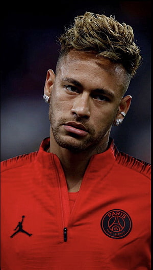 Neymar Jr. in Paris Saint-Germain Red Training Jacket with Jordan Brand Logo HD phone wallpaper