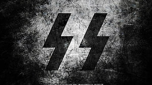Black SS Double Lightning Sig Rune on Grunge Metal Texture HD wallpaper