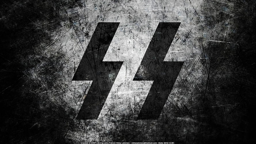 Black SS Double Lightning Sig Rune on Grunge Metal Texture HD wallpaper