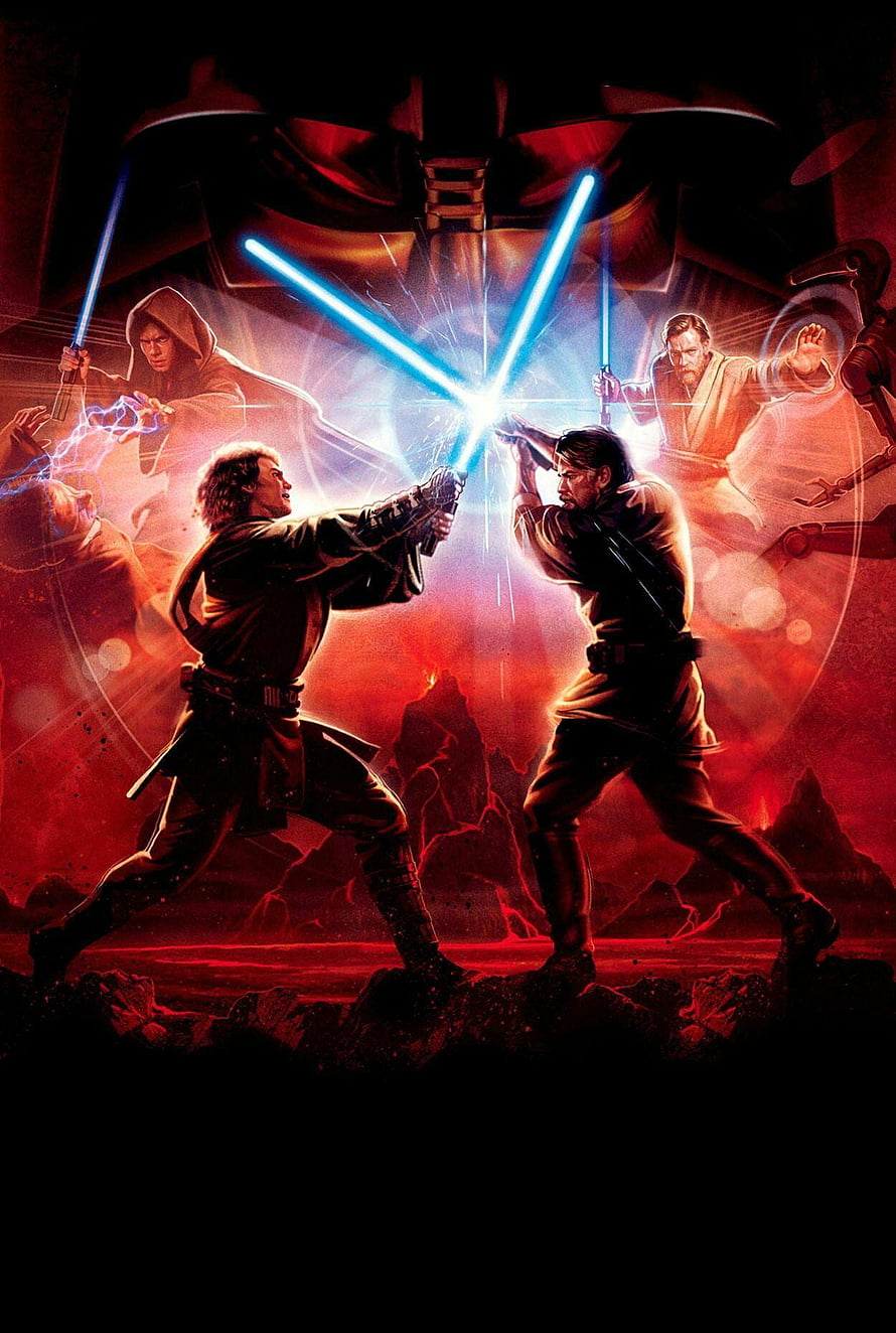 Anakin Skywalker and Obi-Wan Kenobi Lightsaber Duel on Mustafar HD phone wallpaper